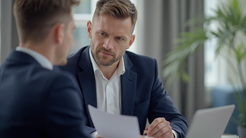 Финансовый советник проводит консультацию с клиентом за столом