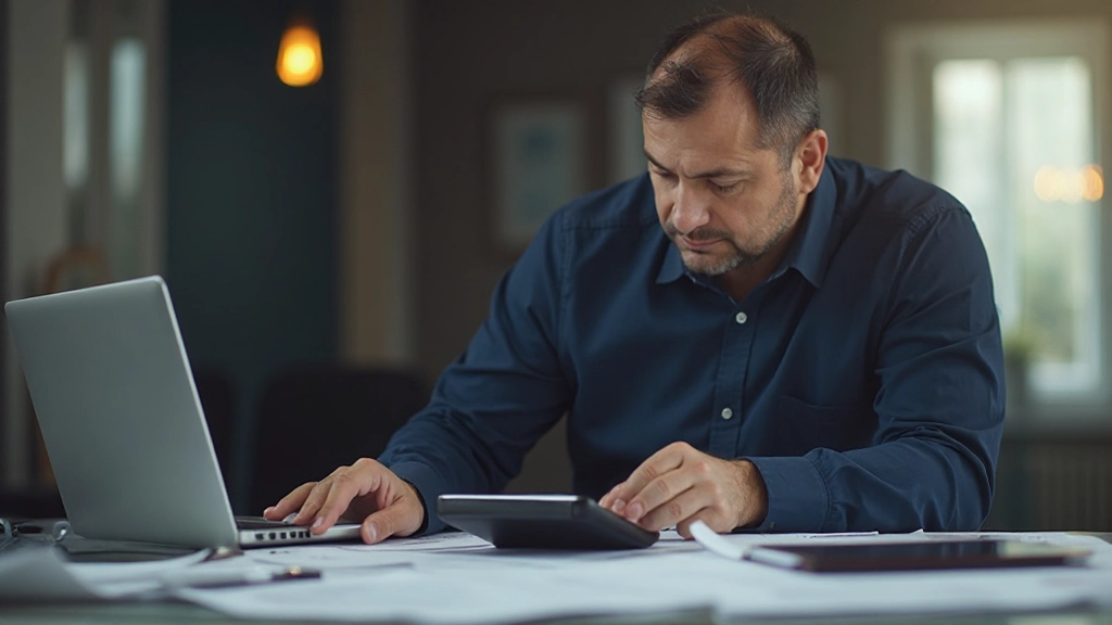 Профессиональный рабочий стол с финансовыми документами и калькулятором