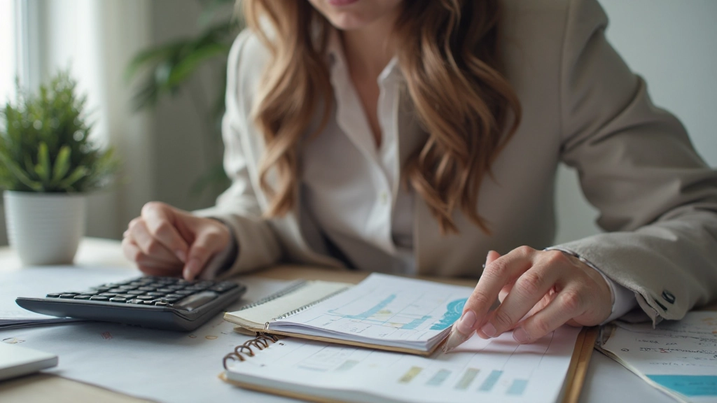 Планирование месячного бюджета с документами и калькулятором