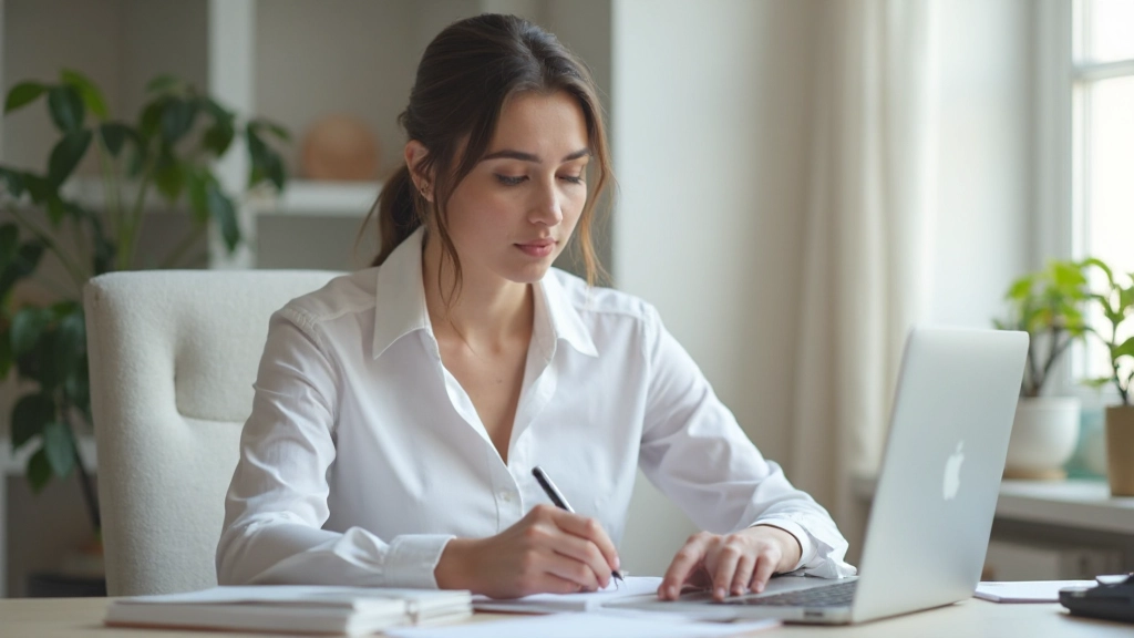 Профессиональное рабочее место с ноутбуком и финансовыми документами для планирования бюджета