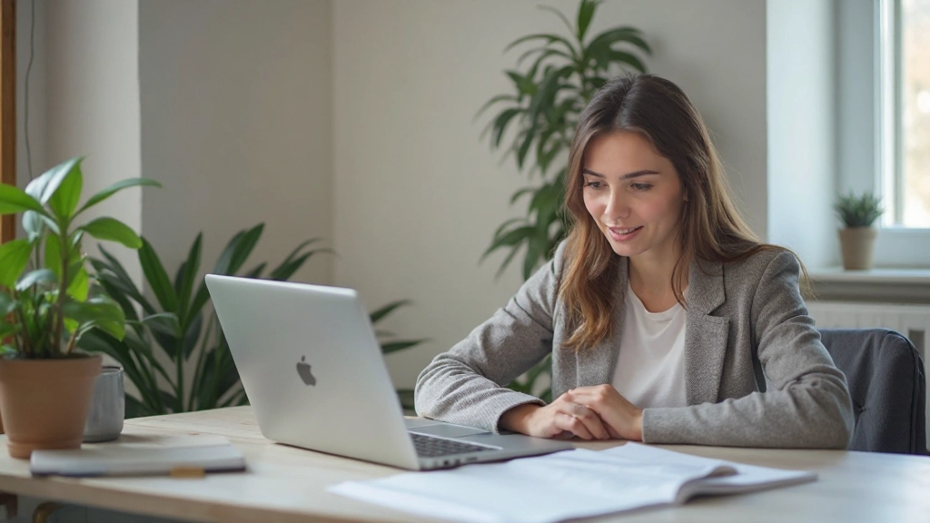 Человек работает с таблицей бюджета на ноутбуке, аккуратно организованное рабочее место